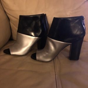Brand New Silver and Black Open Toe Booties!